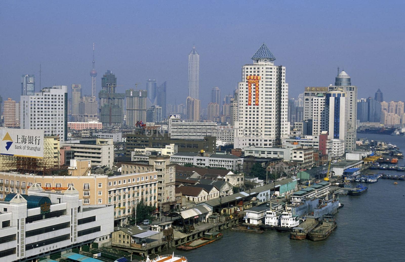 the Huangpu River in the City of Shanghai in china in east asia.