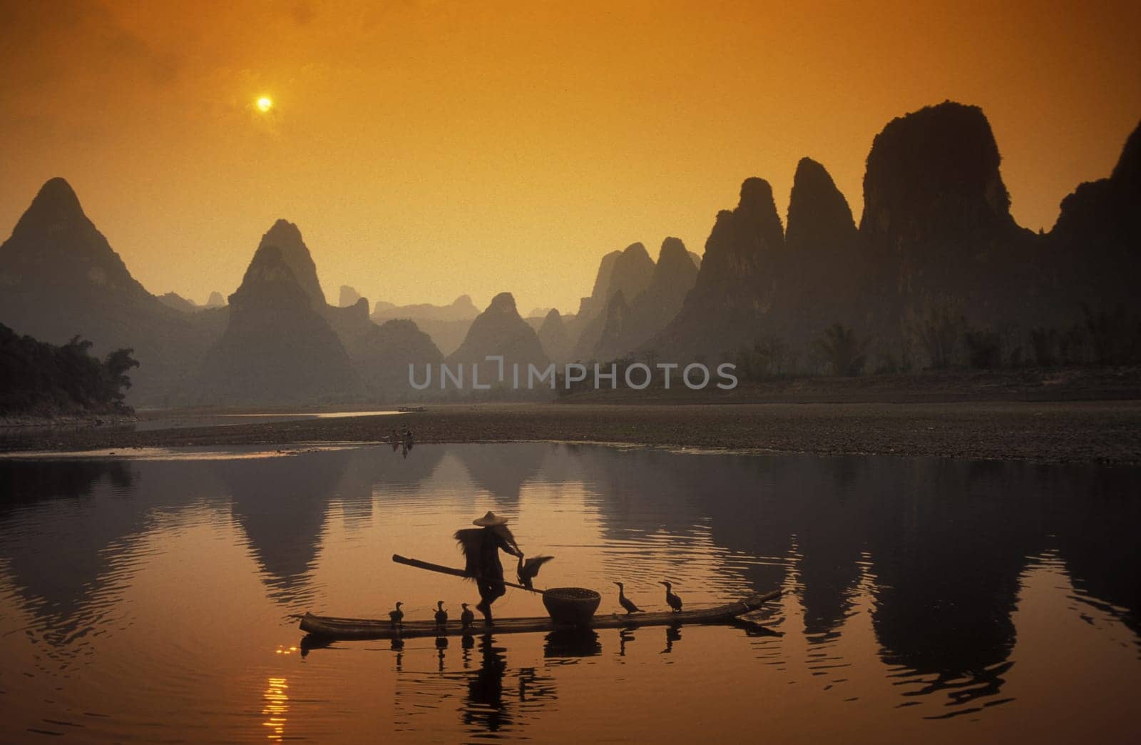 the landscape at the Li River near Yangshou near the city of Guilin in the Province of Guangxi in china in east asia.