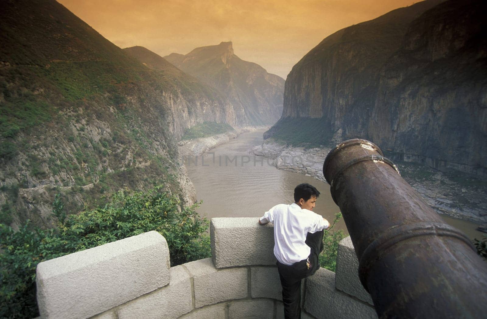 the landscape of the yangzee river in the three gorges valley up of the three gorges dam projecz in the province of hubei in china.