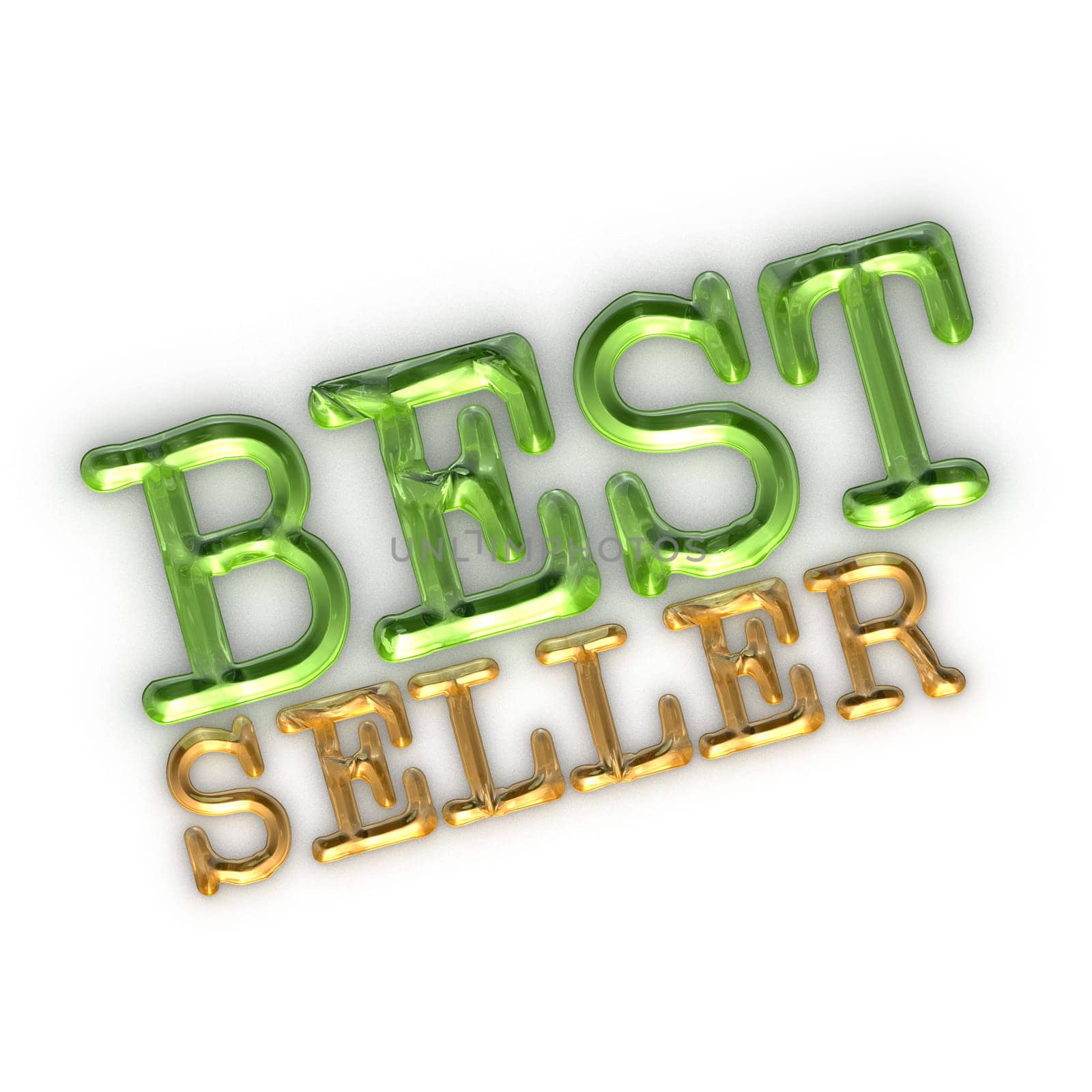 Glossy gold three-dimensional inscription Best seller as a sign.