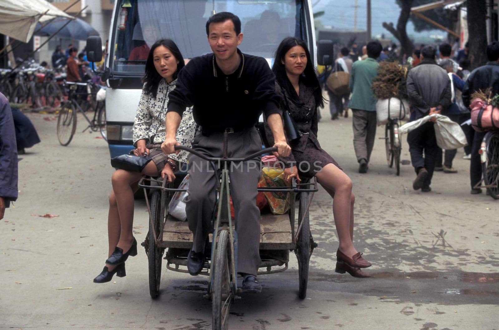 a bicycle transport in the City of Shanghai in china in east asia.