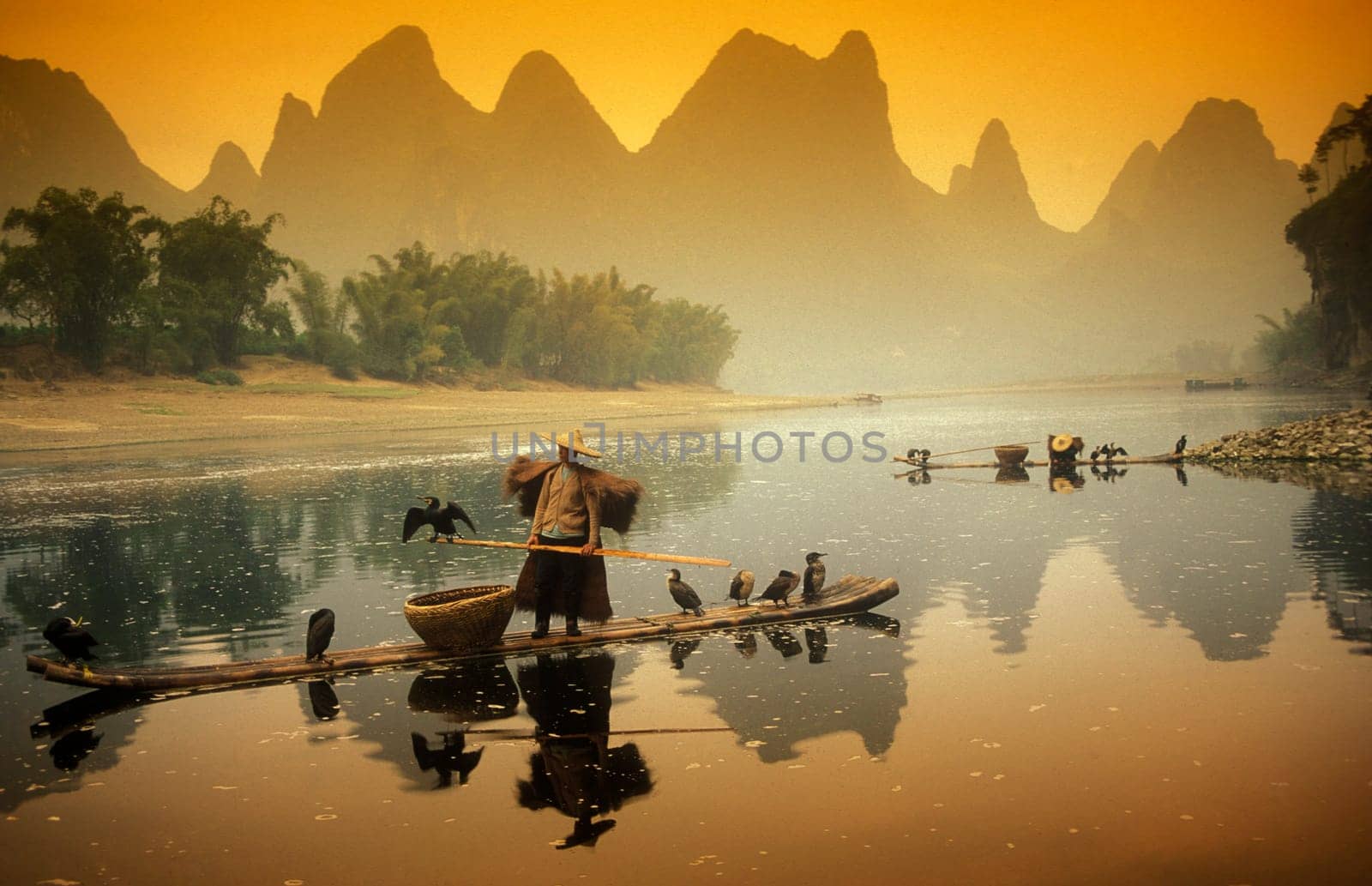 the landscape at the Li River near Yangshou near the city of Guilin in the Province of Guangxi in china in east asia.