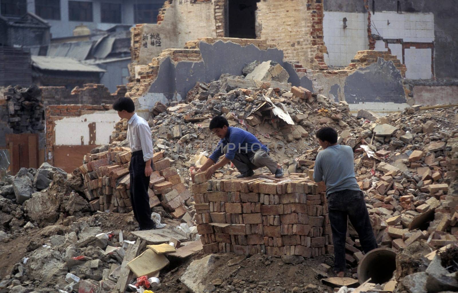 breack down of the old city in the city of Shenzhen north of Hong Kong in the province of Guangdong in china in east asia.