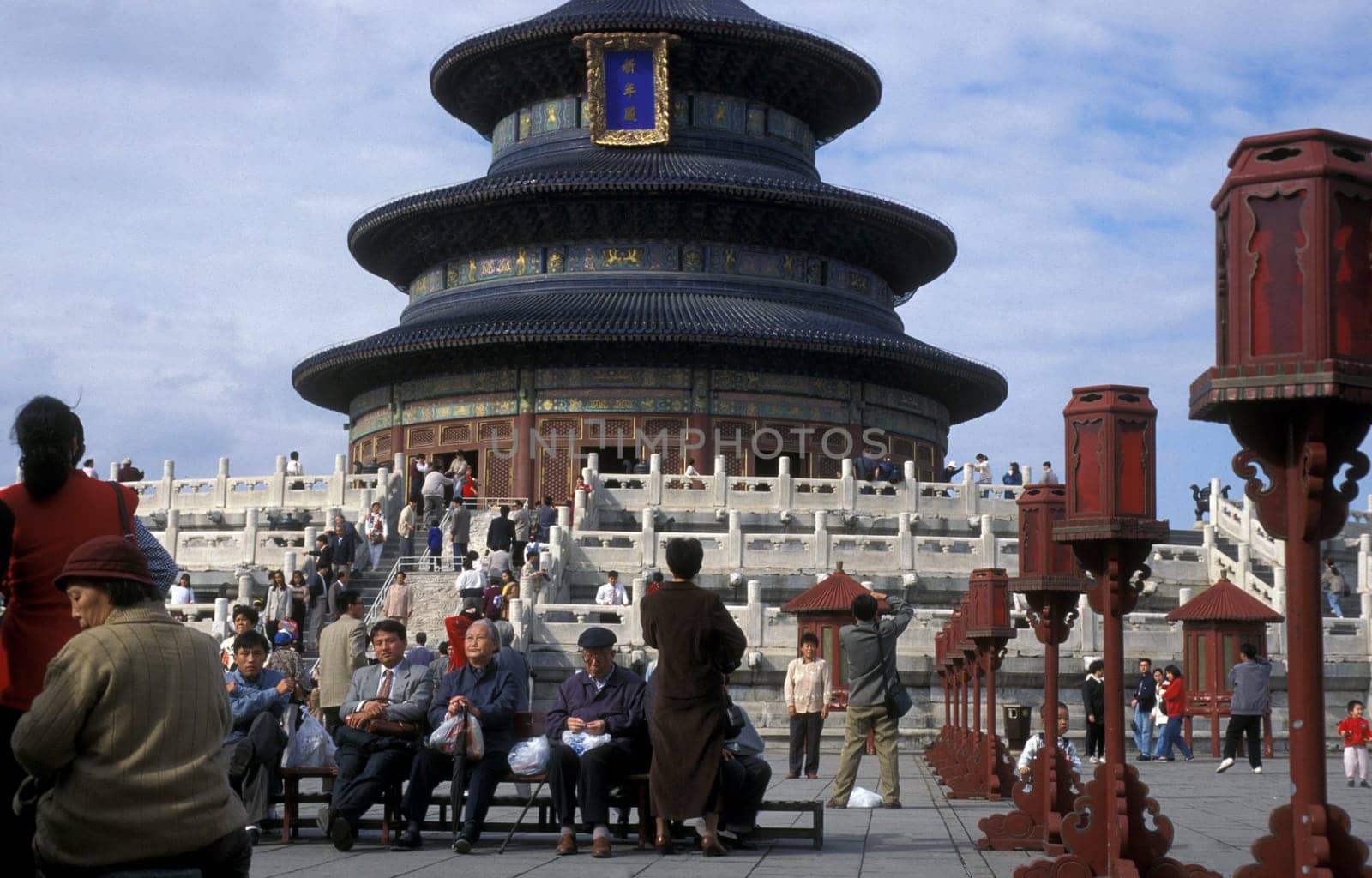 the temple of heaven in the tiantan park in the city of beijing in the east of china in east asia.