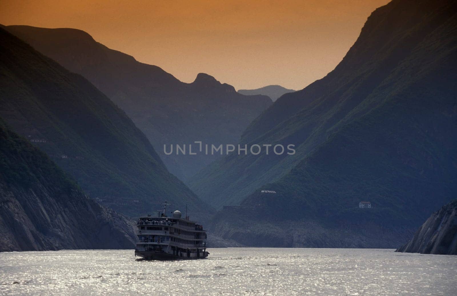 the landscape of the yangzee river in the three gorges valley up of the three gorges dam projecz in the province of hubei in china.