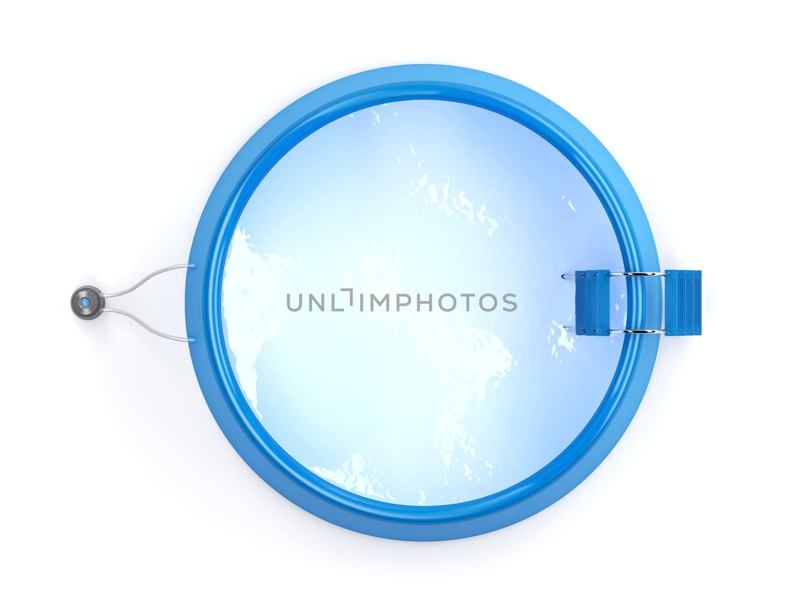Top view of inflatable swimming pool on white background