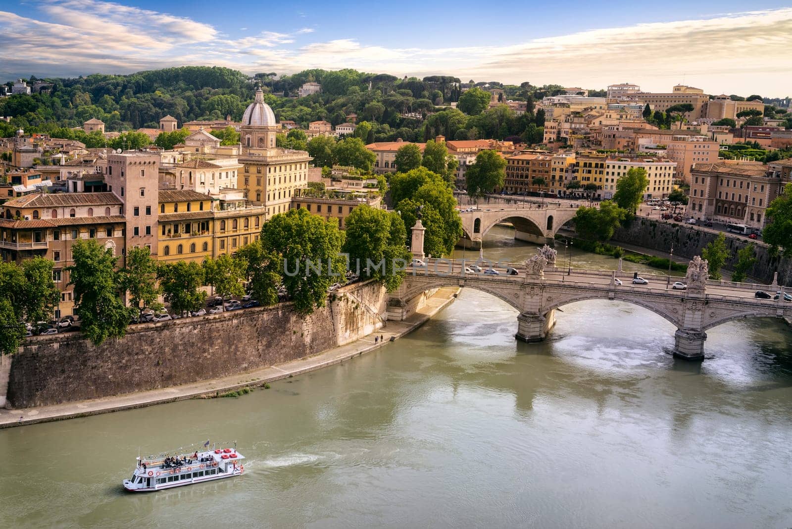 Rome city and tiber river near Vativcan, Italy Europe