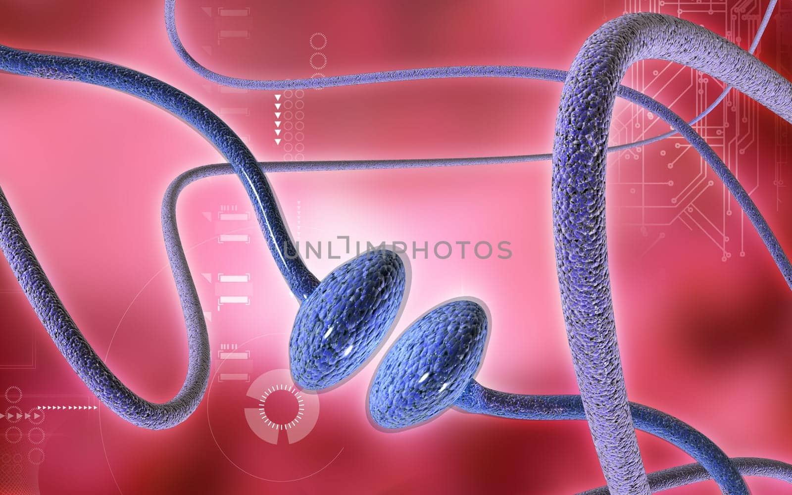 Digital illustration of synapse in colour background