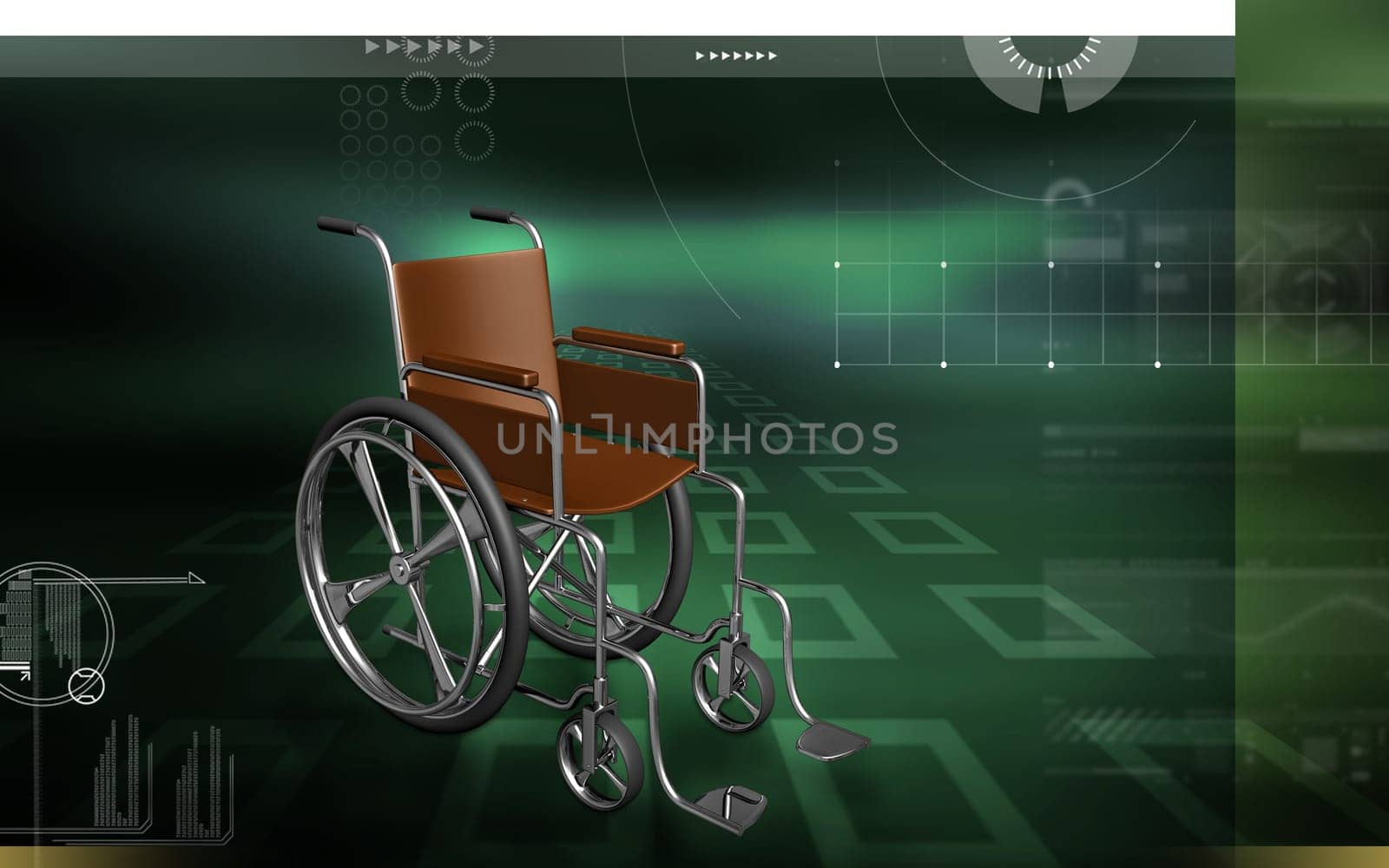 Digital Illustration of wheel chair in colour background