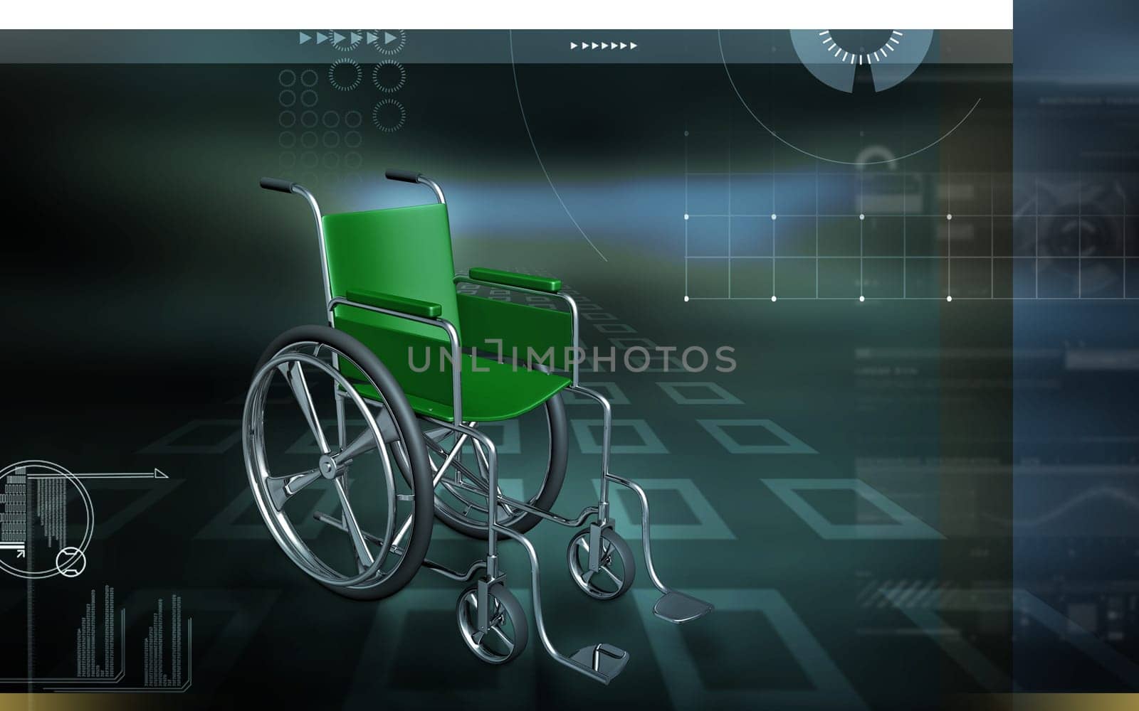 Digital Illustration of wheel chair in colour background
