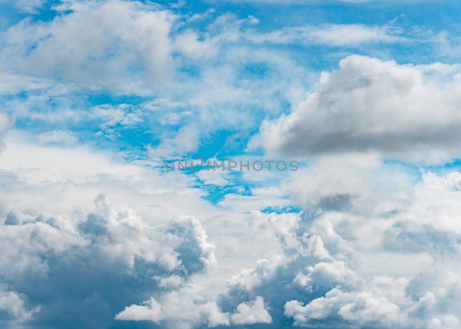 Panorama of beautiful blue sky with white clouds