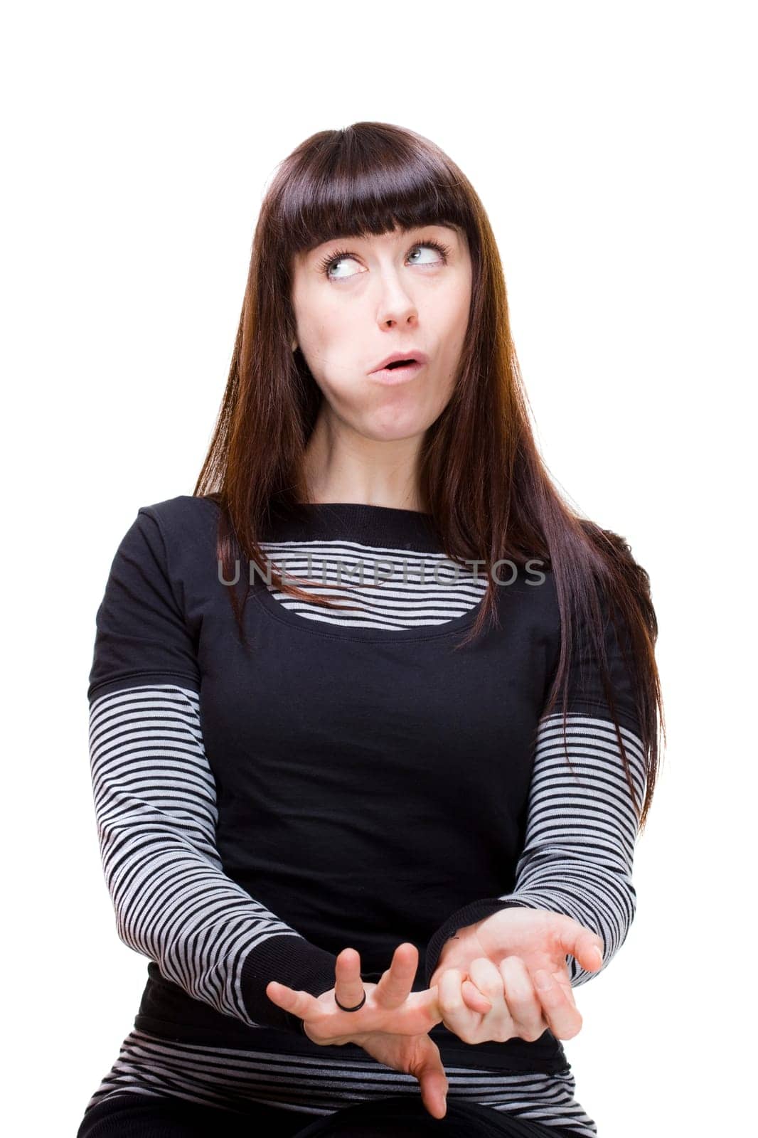 a beautiful young woman performing facial expression