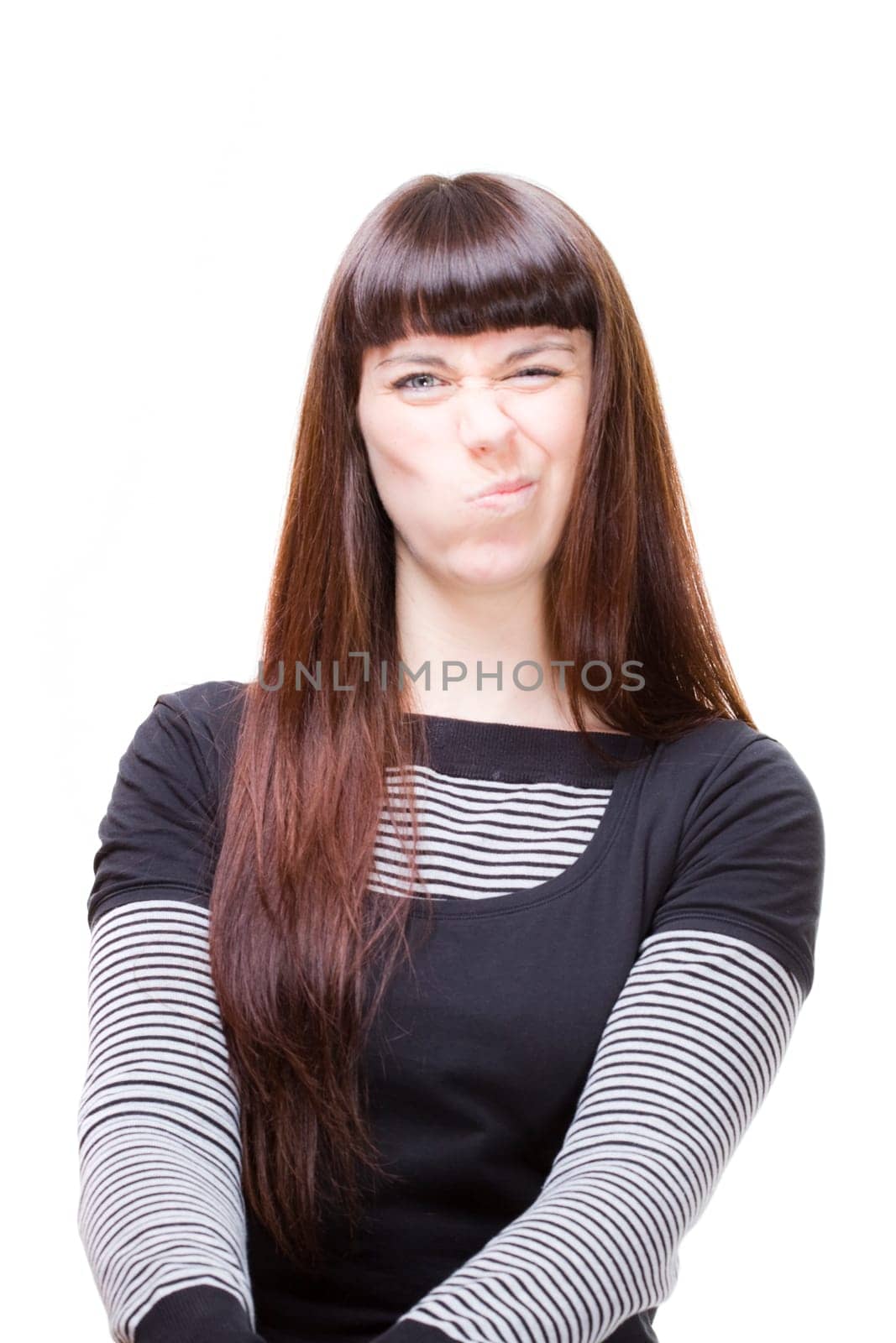 a beautiful young woman performing facial expression
