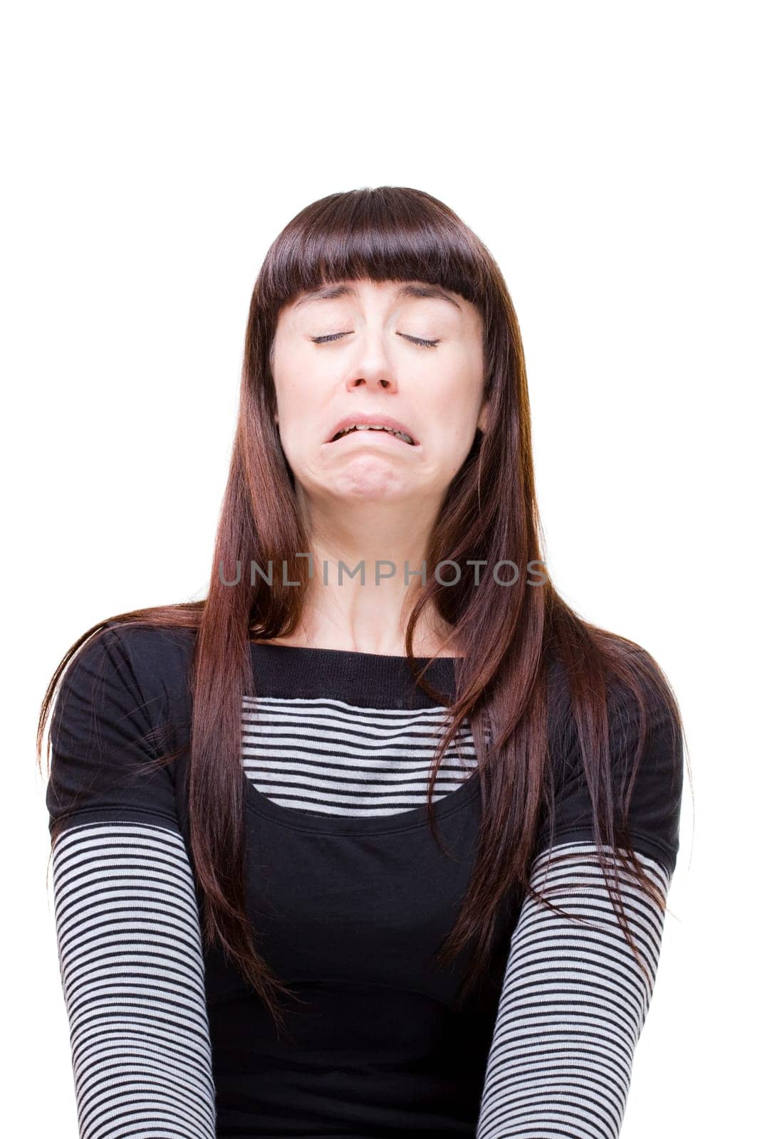 a beautiful young woman performing facial expression