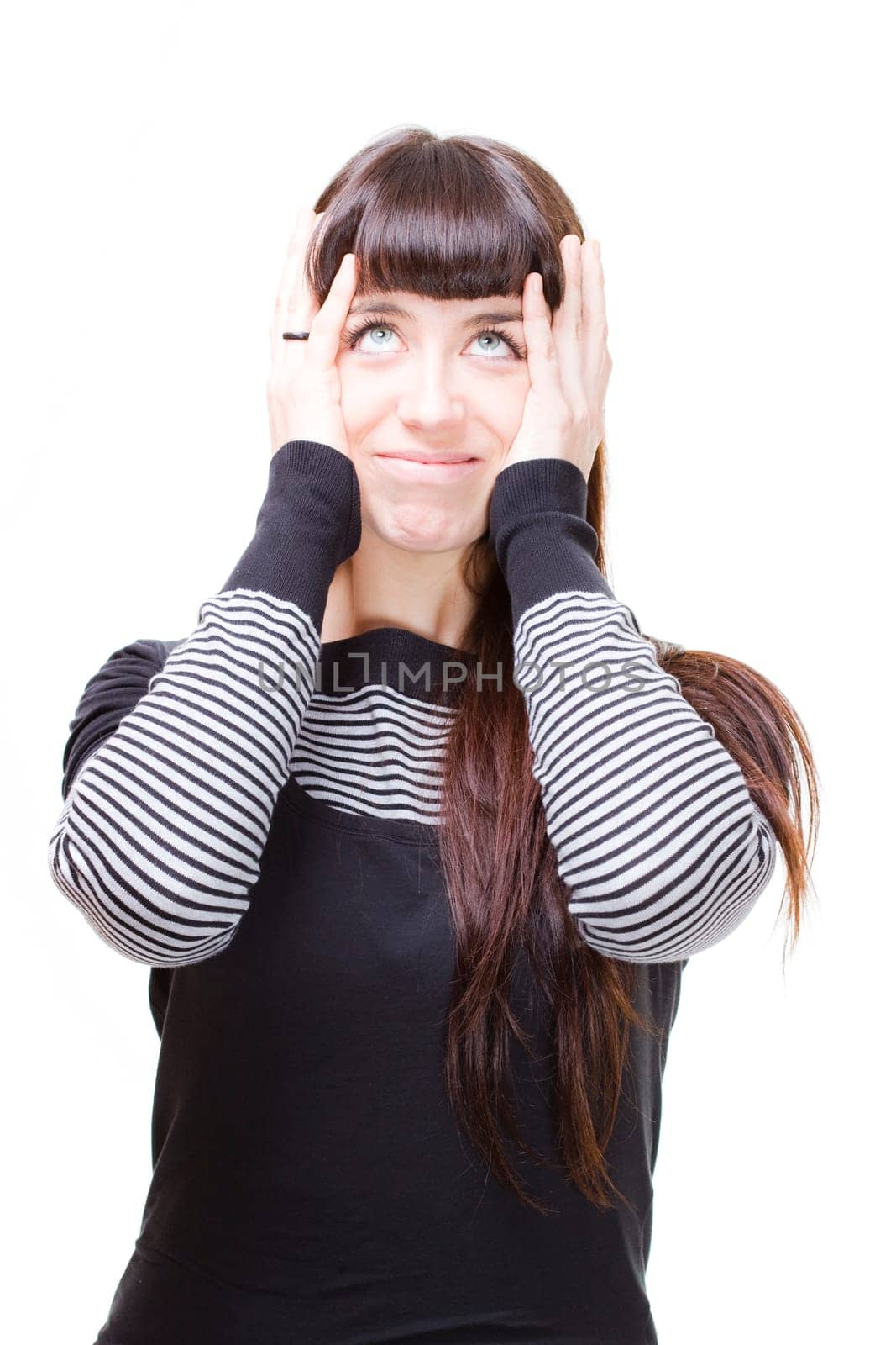 a beautiful young woman performing facial expression