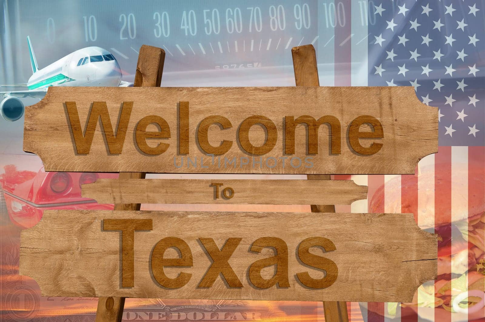 welcome to texas state in the us sign on wood,travell theme