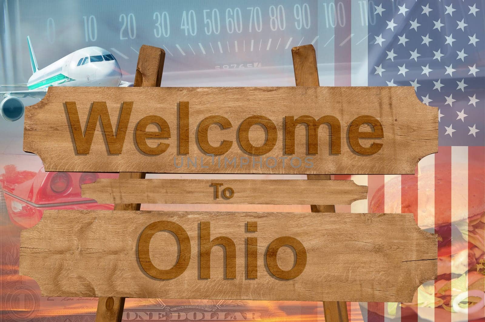 welcome to ohio state in the united states sign on wood,travell theme