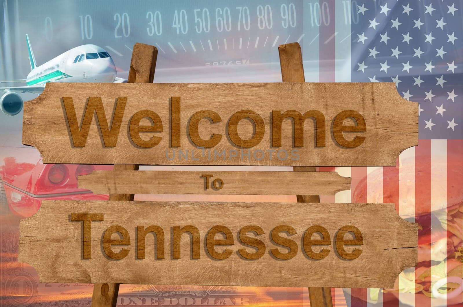 welcome to the state of tennessee in the united states sign on wood,travell theme