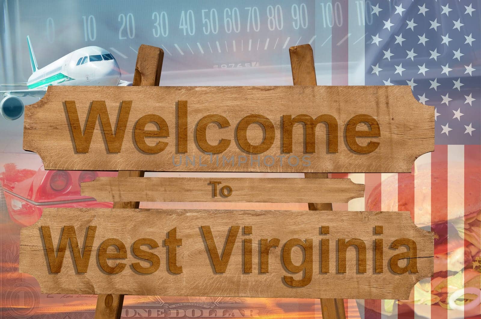 welcome to west virginia in the us state sign on wood,travell theme