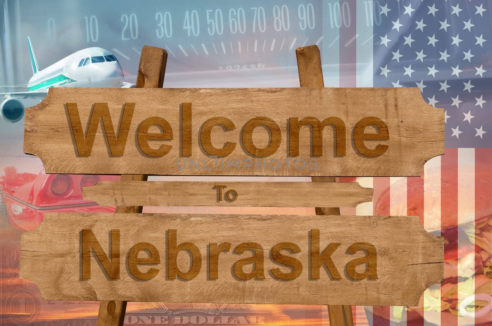 welcome to nebraska state in the united states sign on wood,travell theme