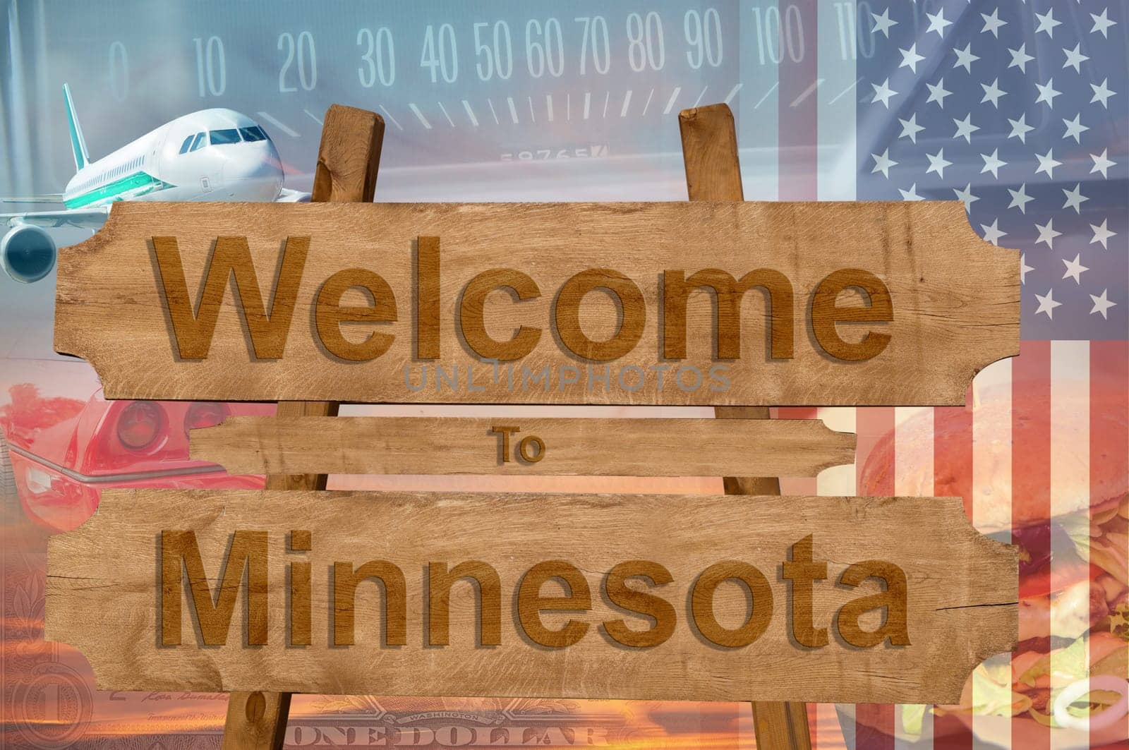 welcome to minnesota state in the united states sign on wood,travell theme