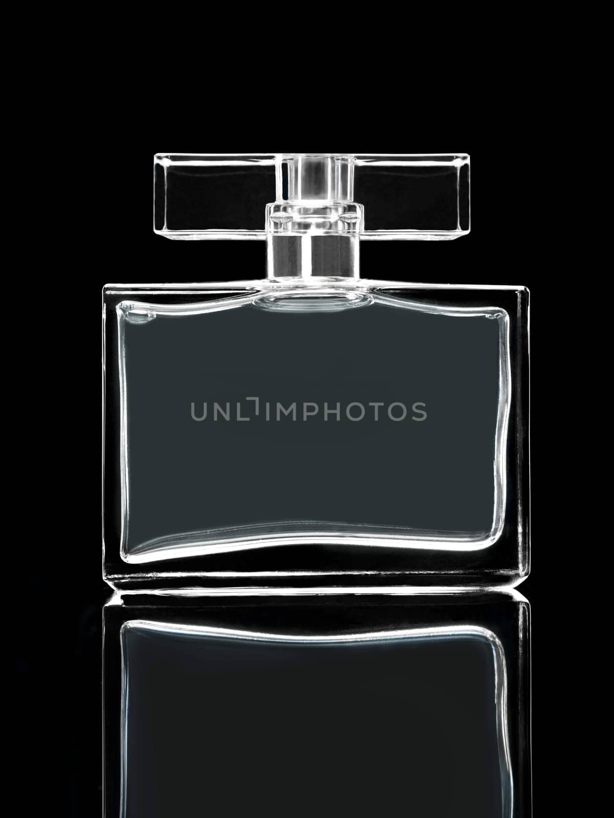 dark image of cosmetics fragrances in cristal container