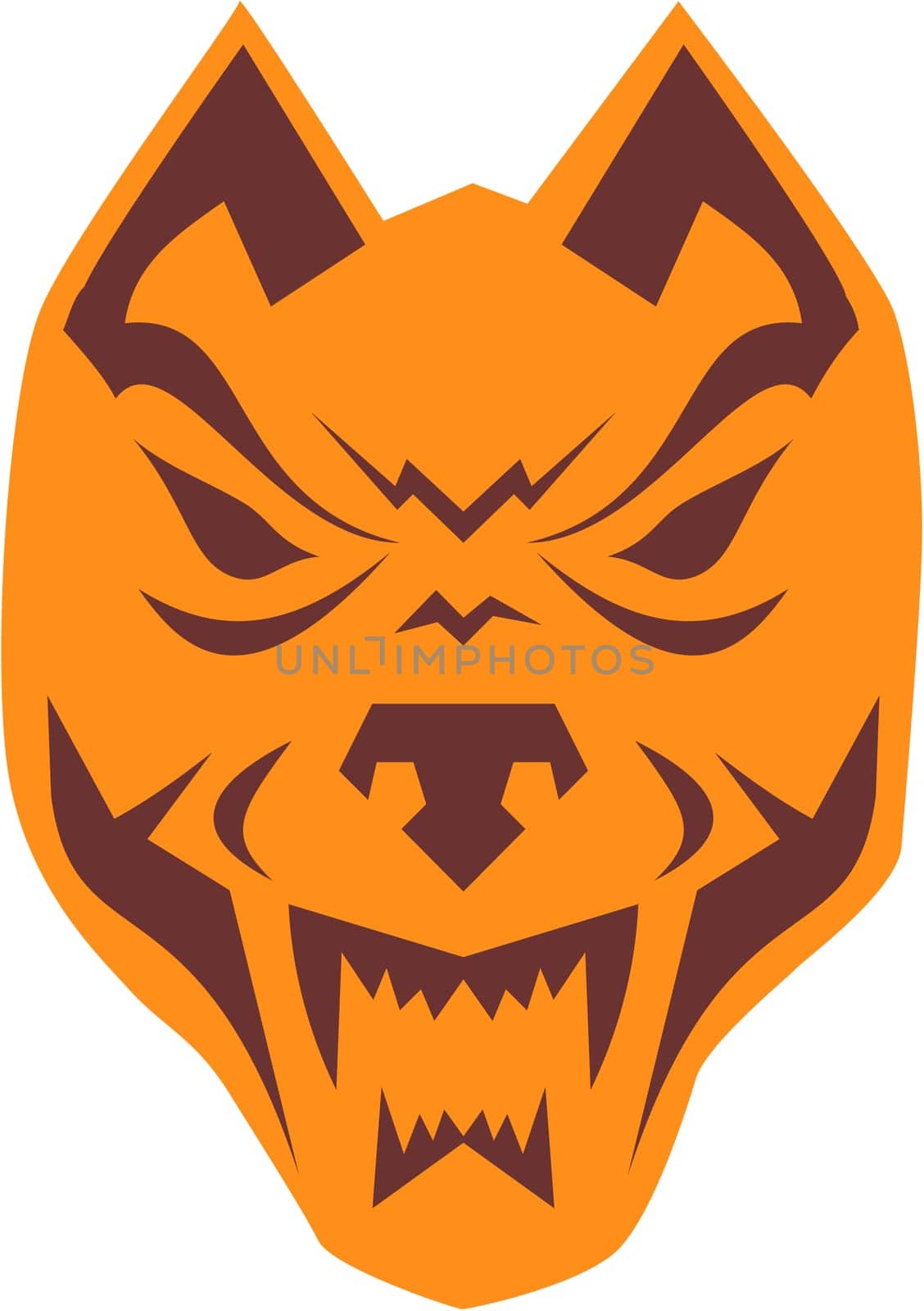 Illustration of a wolf head angry set on isolated white background done in retro style.