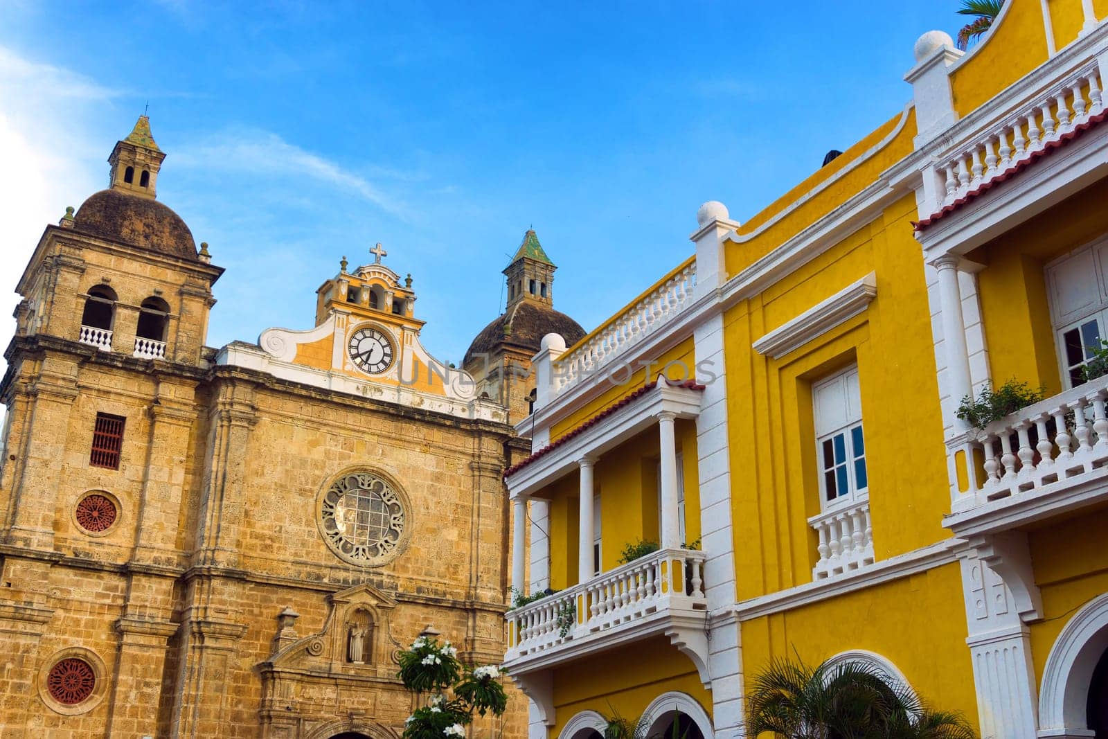 View of the beautiful San Pedro Claver church in Cartagena, Colombia