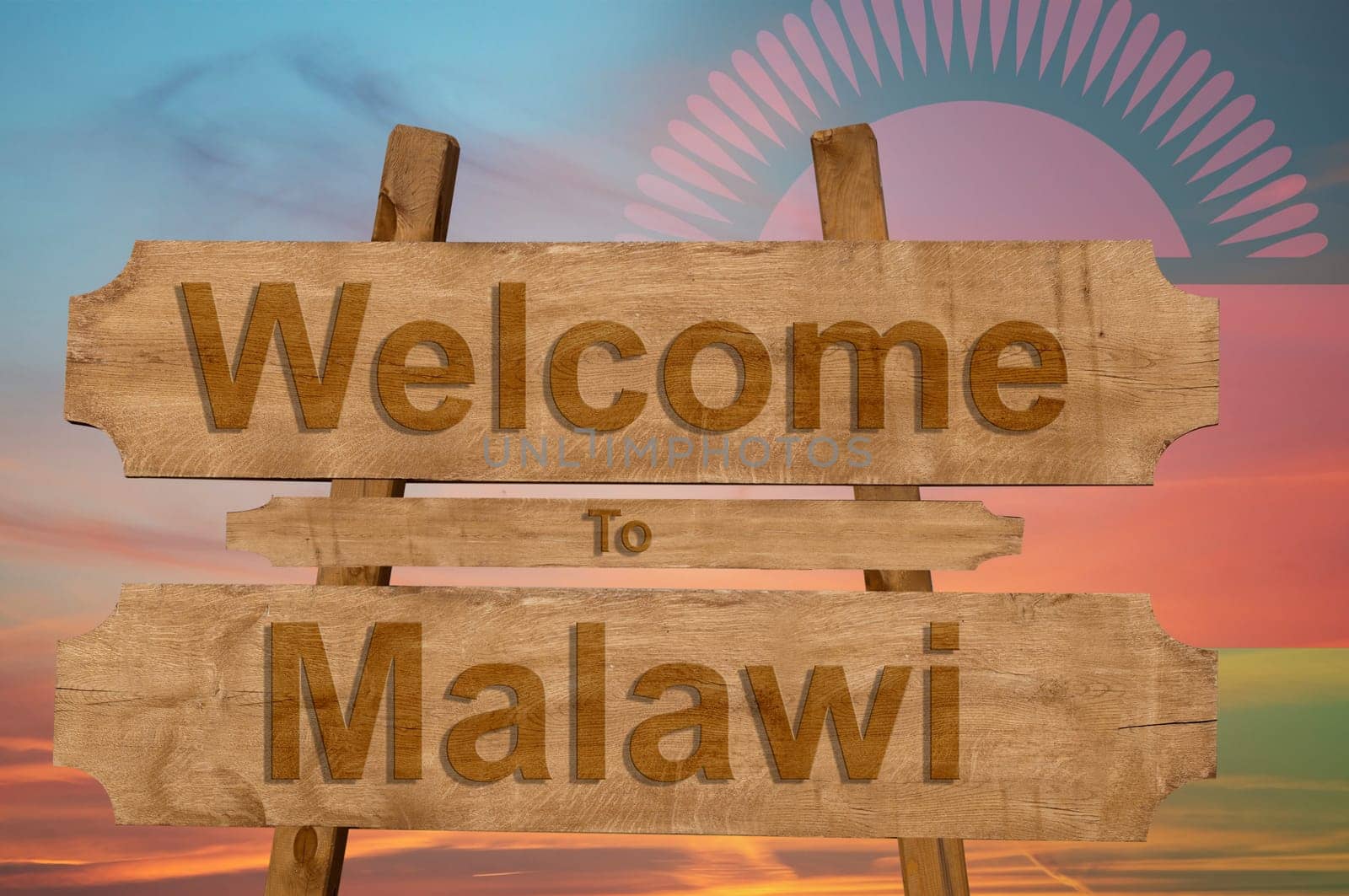 welcome to jamaica sign on wood background with blending national flag