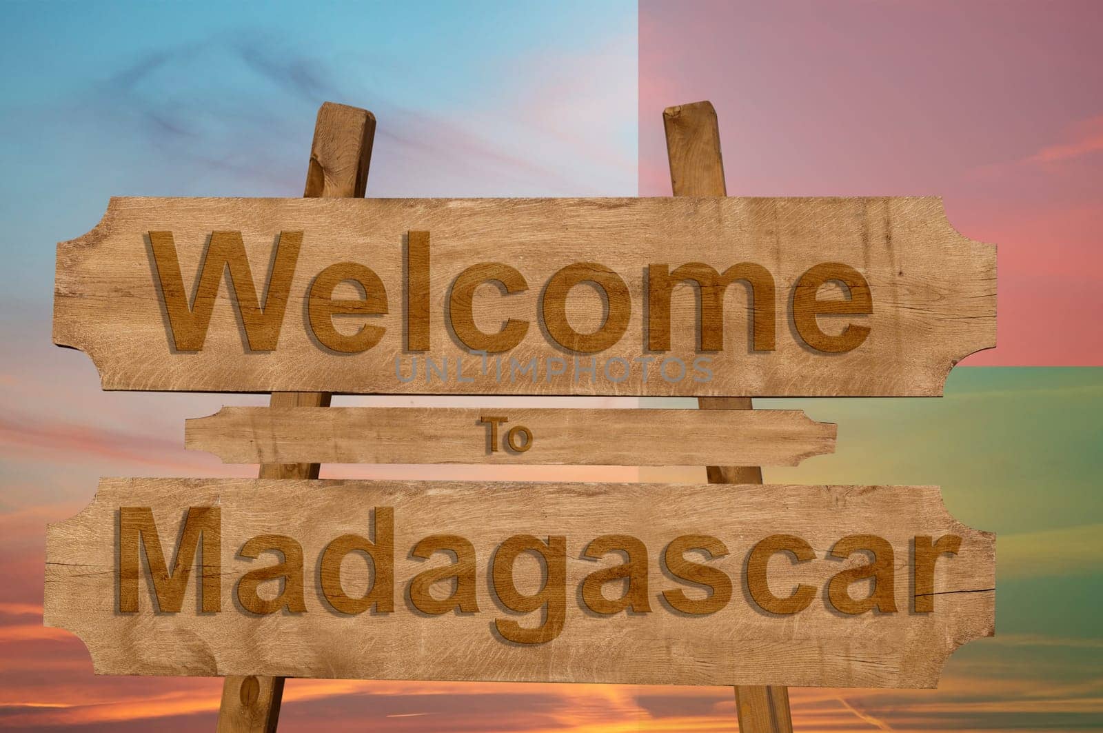 welcome to jamaica sign on wood background with blending national flag