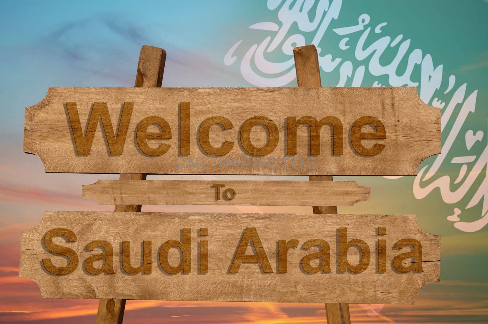 welcome to jamaica sign on wood background with blending national flag