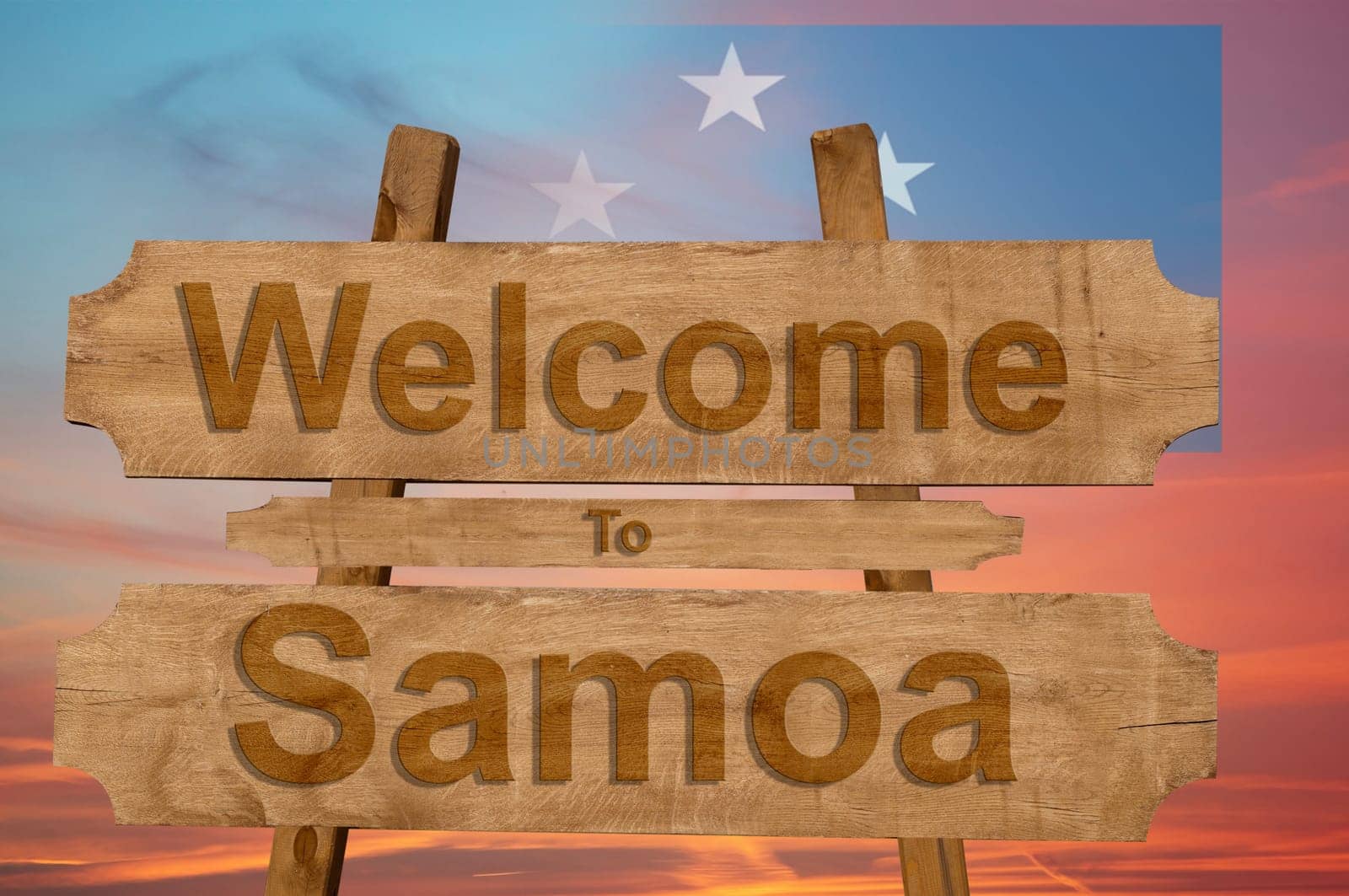 welcome to jamaica sign on wood background with blending national flag