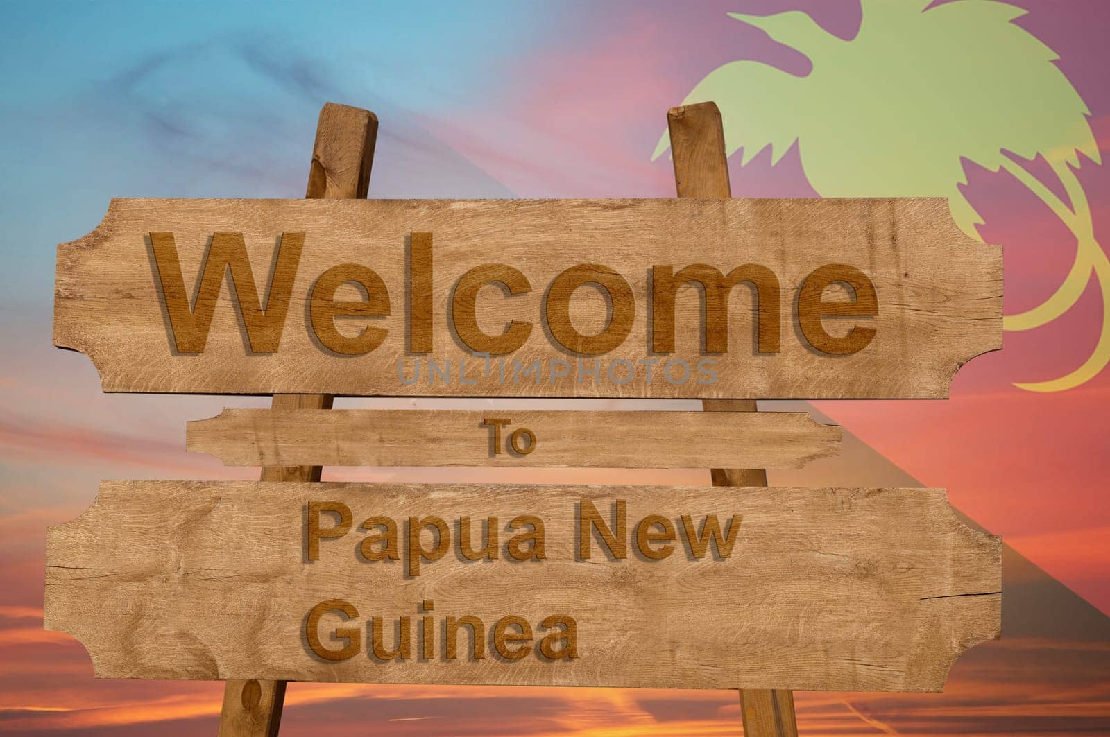 welcome to jamaica sign on wood background with blending national flag