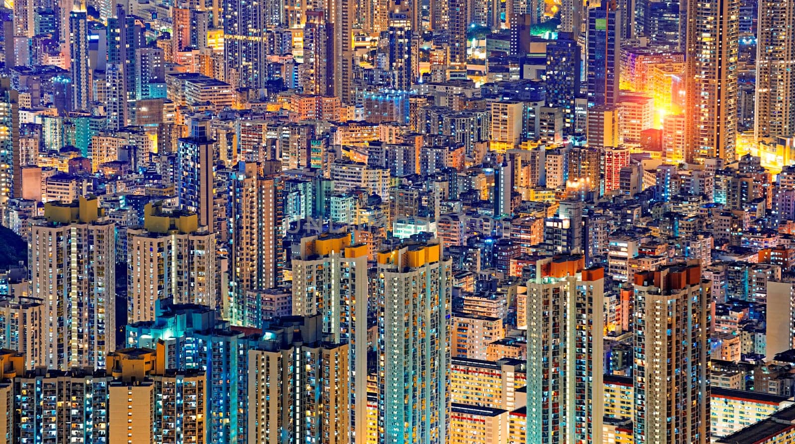 Hong Kong Public living housing apartment at night