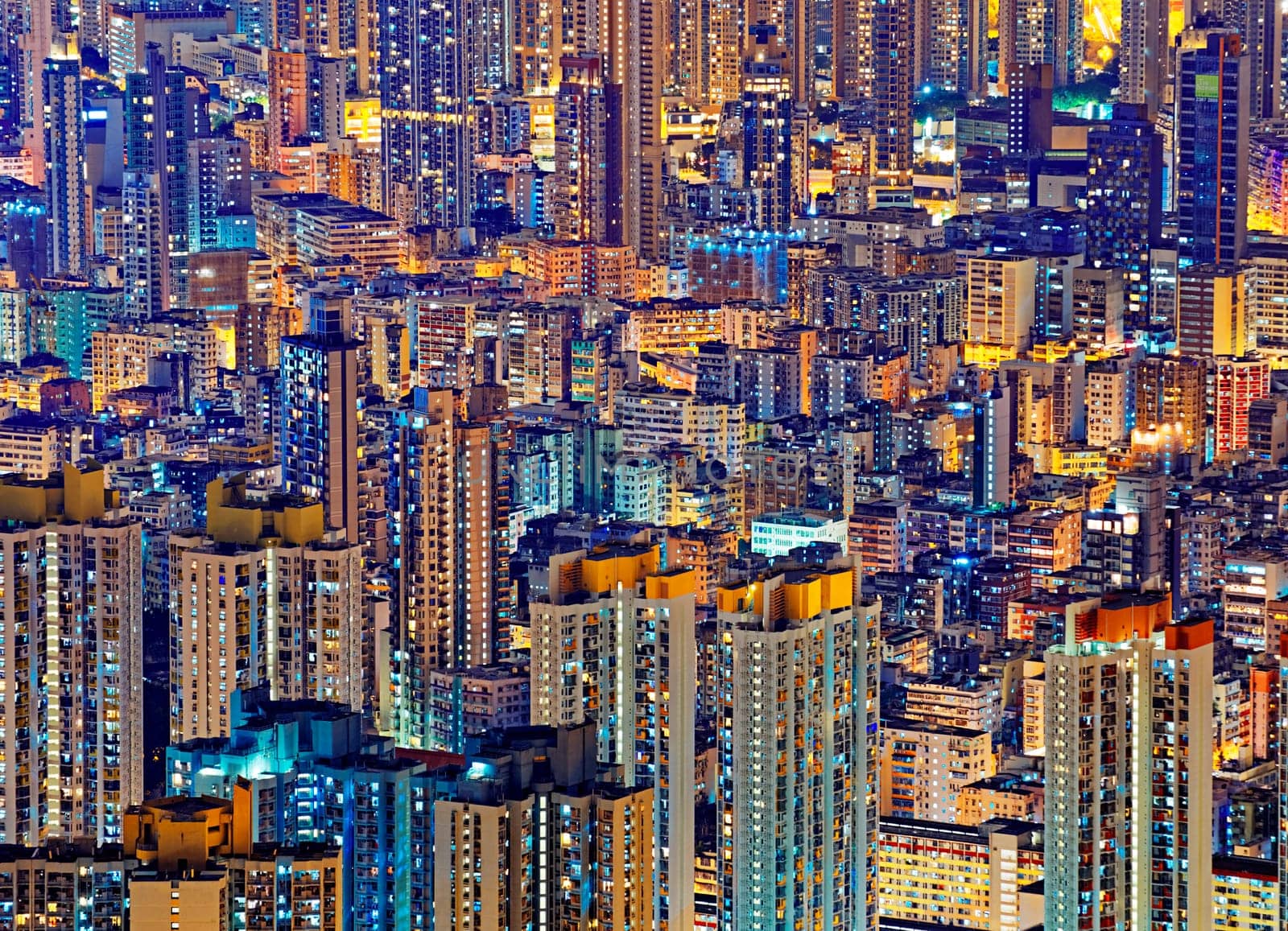 Hong Kong Public living housing apartment at night