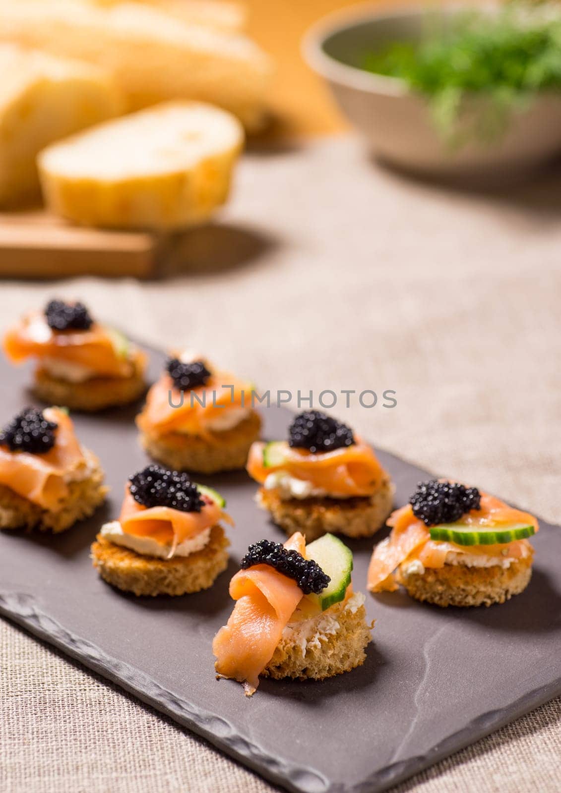 Smoked Salmon Appetizer with Cream Cheese and Caviar
