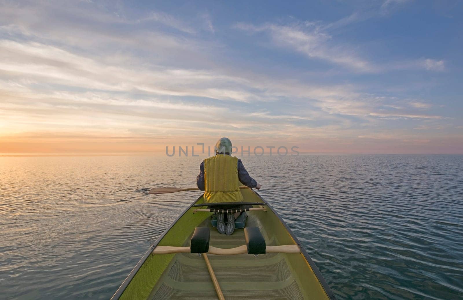 Enjoying the Sunset from the Canoe on Lake Superior in McLain State Park in Michigan