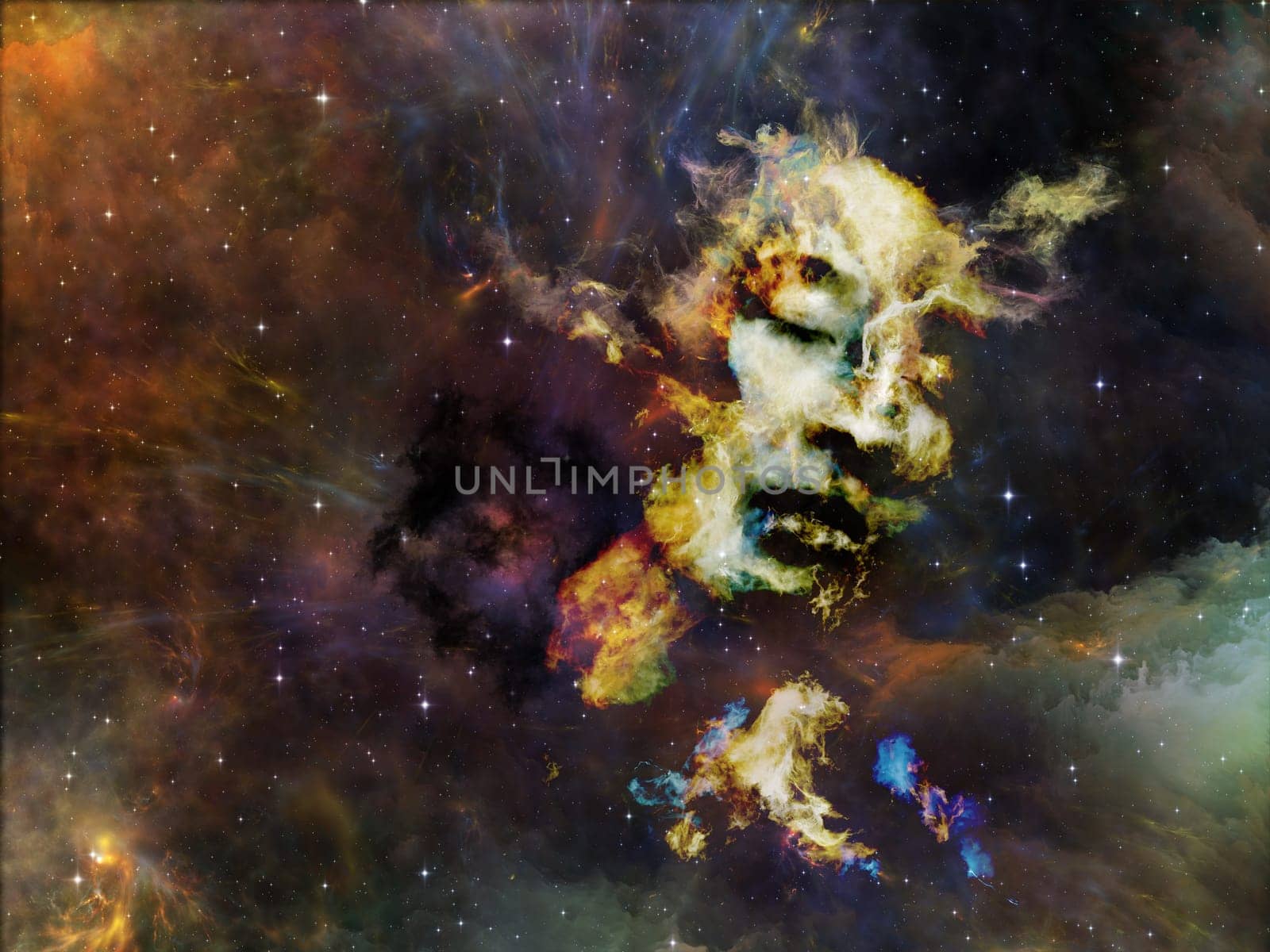 Memory of Me series. Composition of female portrait and space texture  suitable as a backdrop for the projects on art, philosophy and spirituality