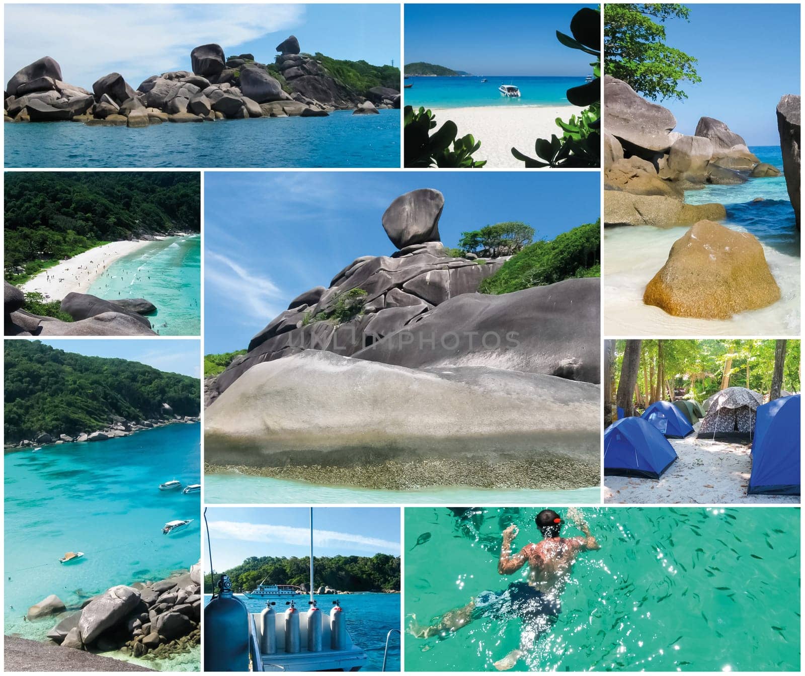 The collage from images of the bay of Similan Islands