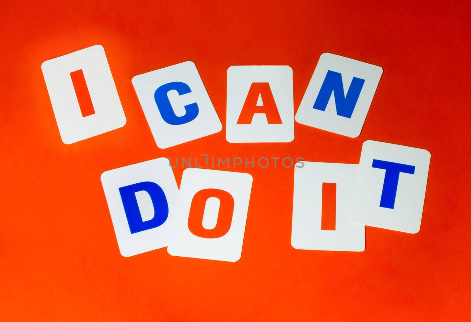 Text I can do it from cards on the red background