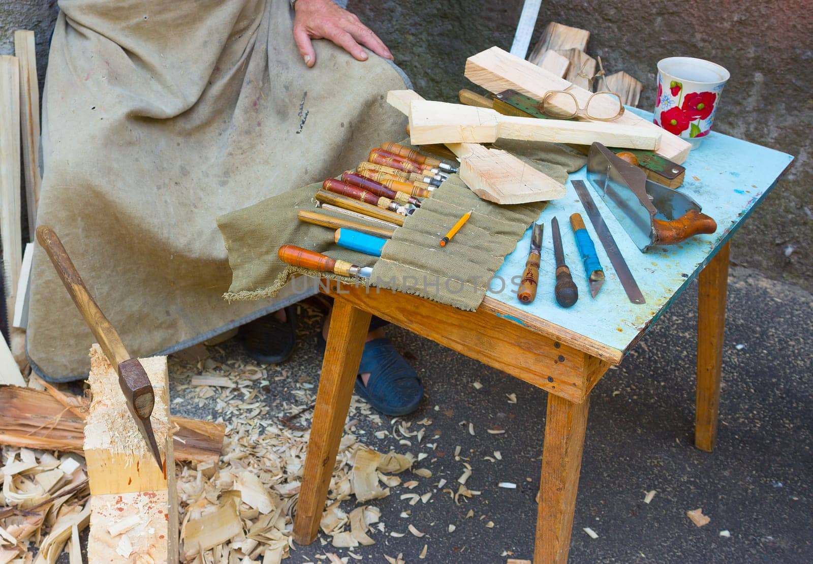 The joiner tools on the table background