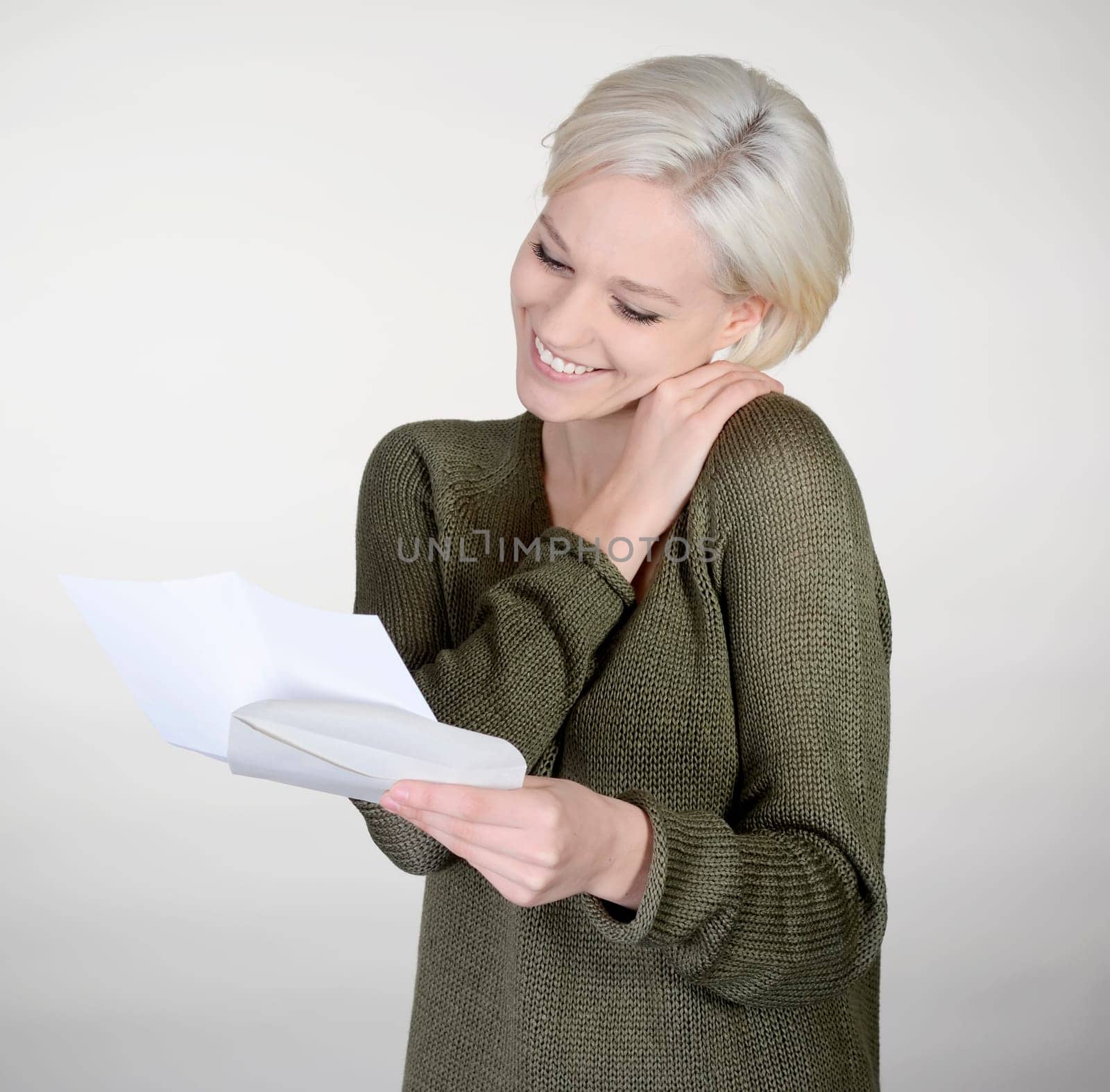 Woman reads letter