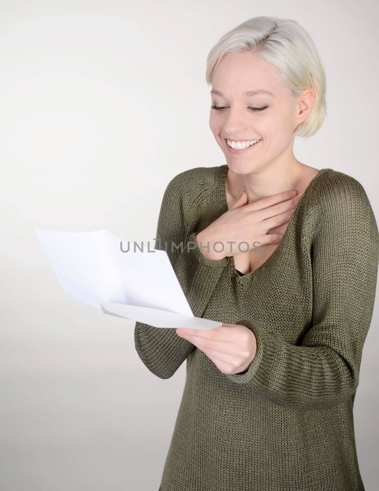 Woman reads letter