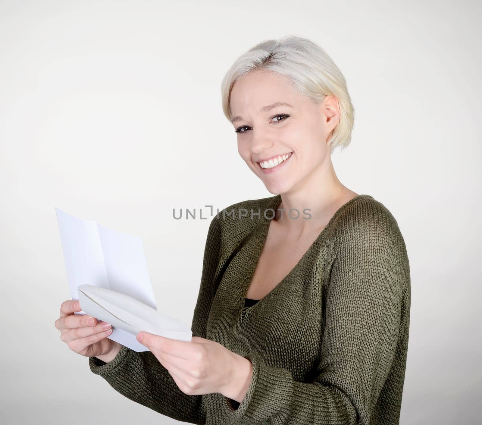 Woman reads letter