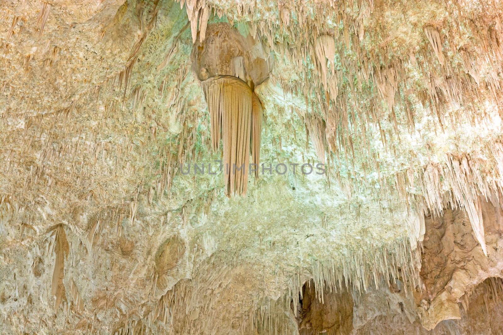 Waterfall Stalactite and other formations in the Big Room in Carlsbad Cavern in New Mexico