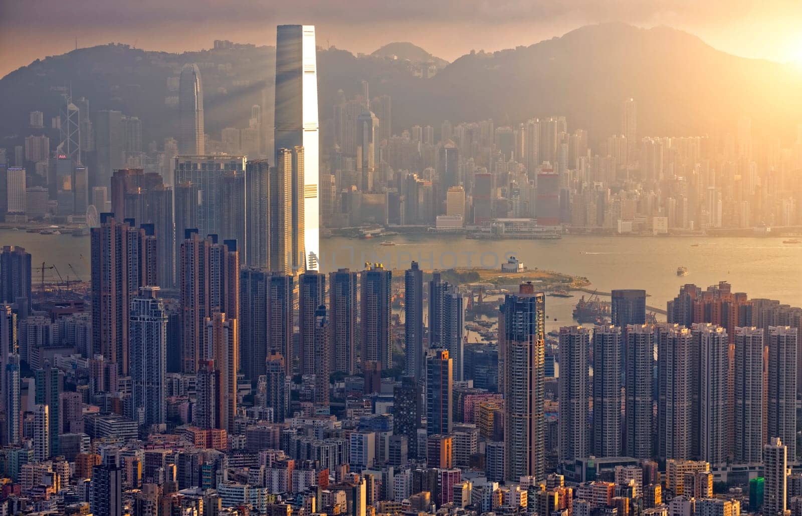 Hong Kong Sunset Victoria Habour View Concept