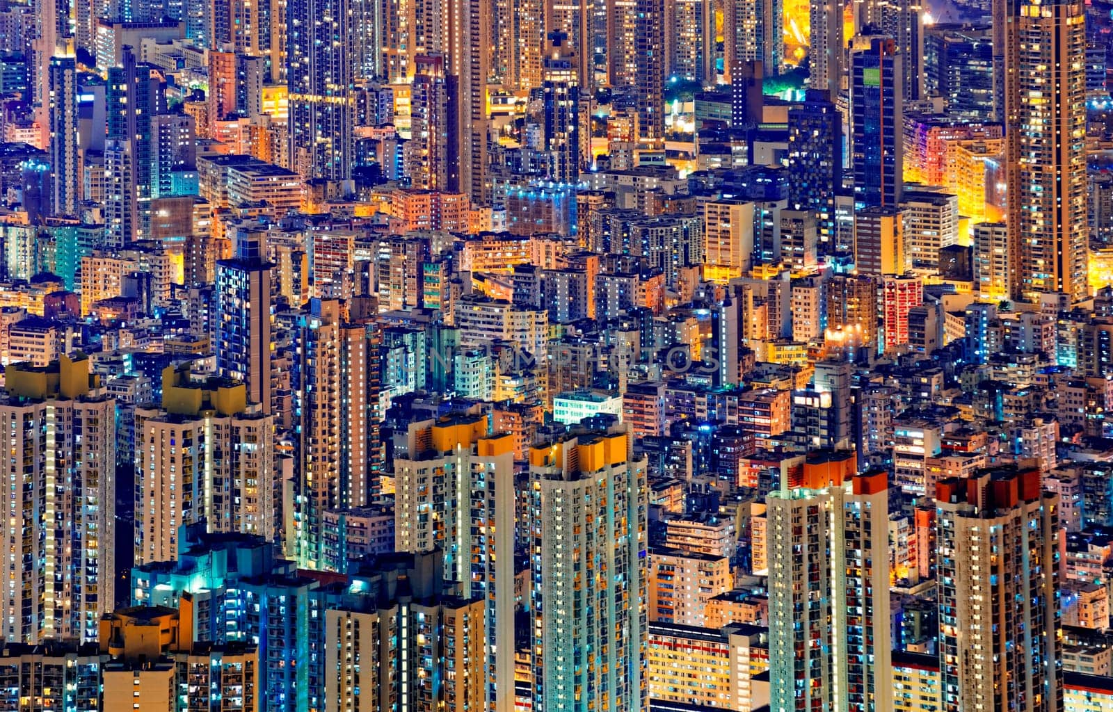 Hong Kong Public living housing apartment at night
