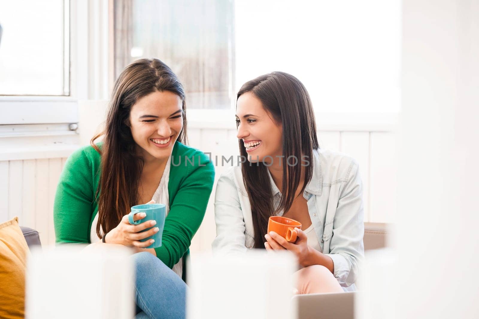 Female friends studying at the local coffee shop