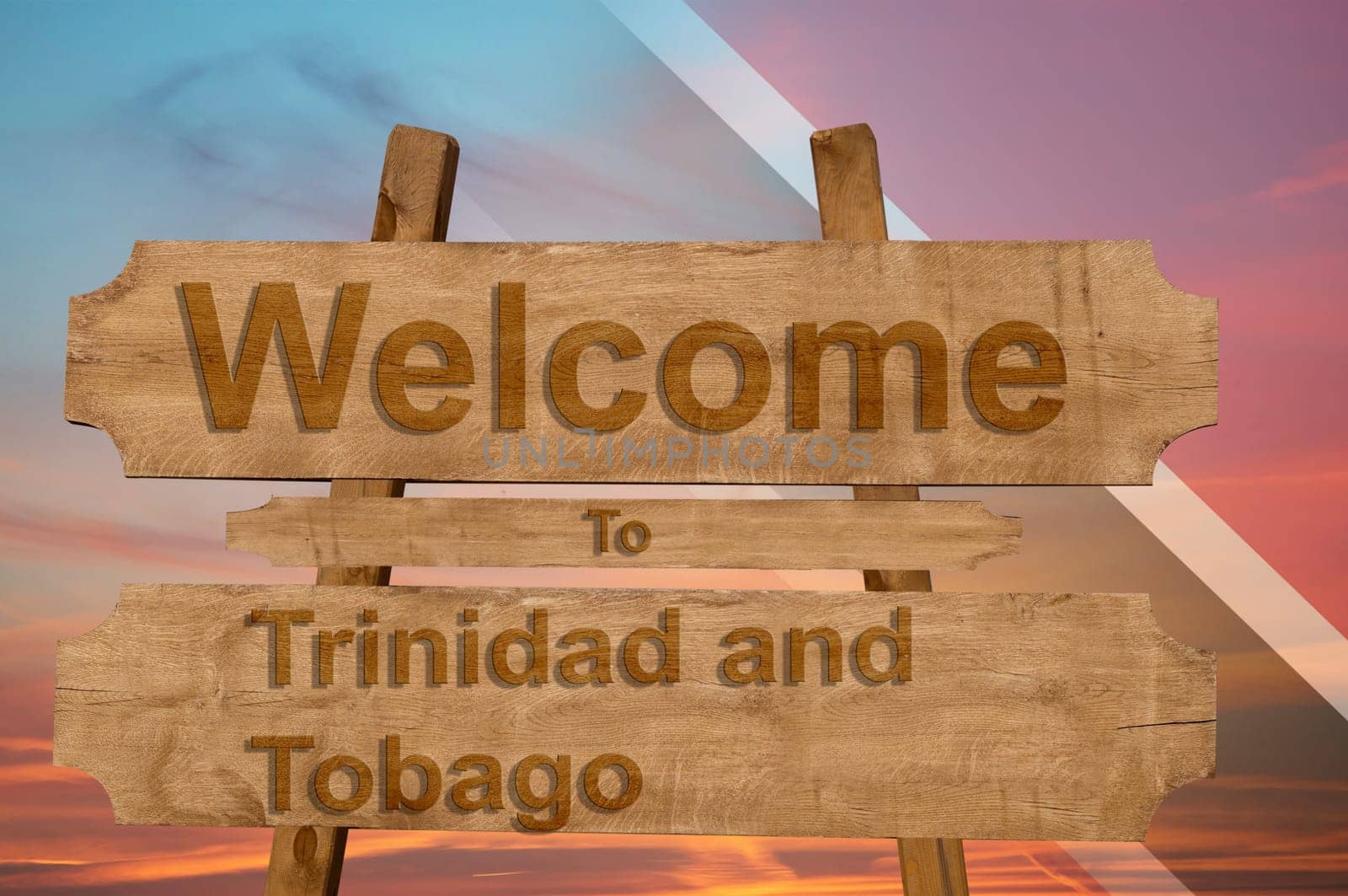 welcome to ecuador sing on wood background with blending national flag