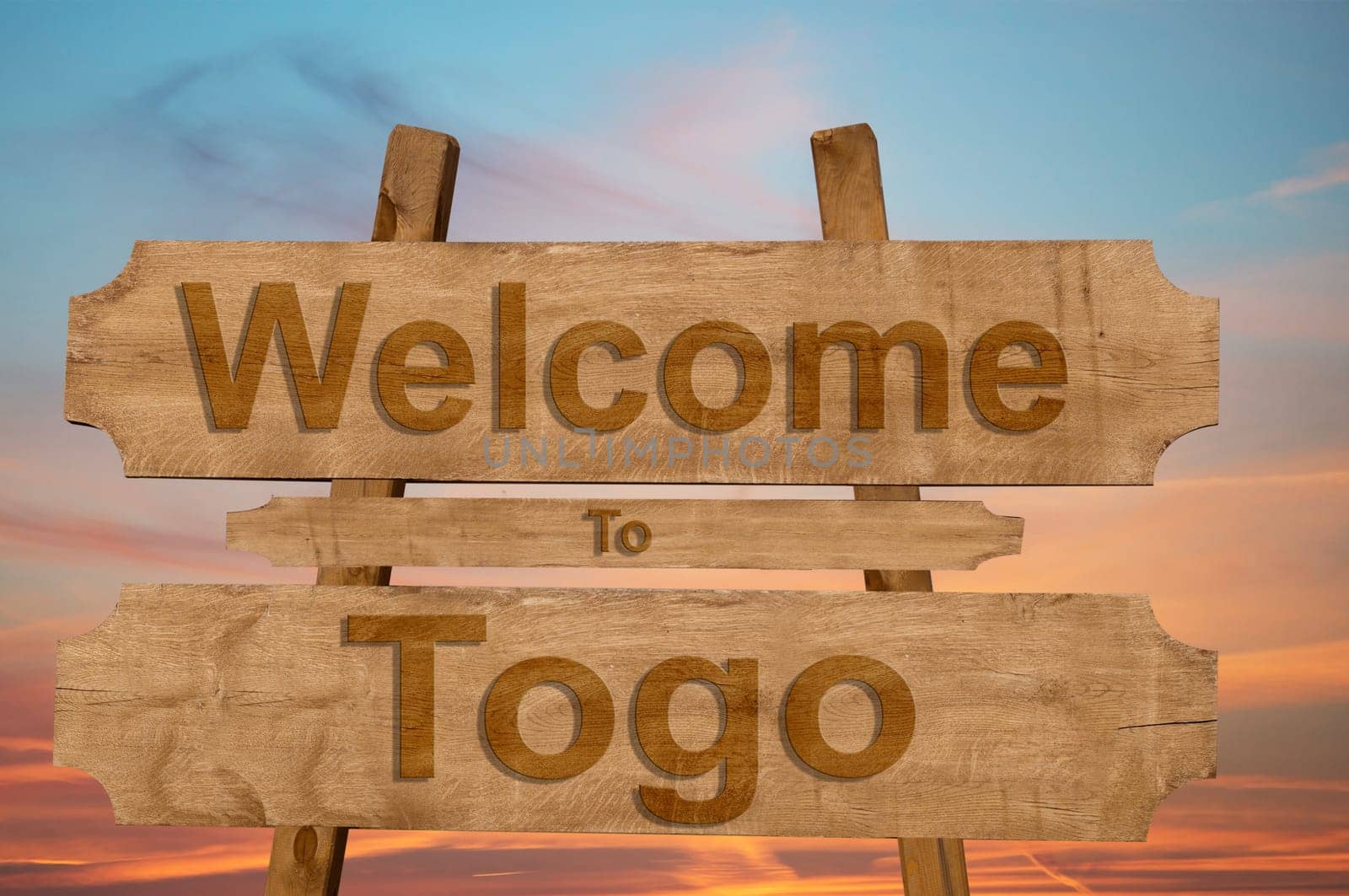 welcome to ecuador sing on wood background with blending national flag